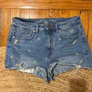 American Eagle Outfitters Floral Embroidered Jean Shorts